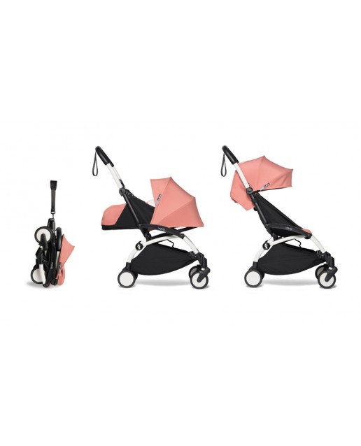Complete BABYZEN stroller YOYO2  0+ and 6+ | White Chassis Ginger